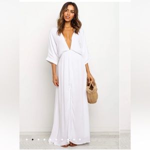 Bayview Petal and Pup Long White Beach Coverup Dress